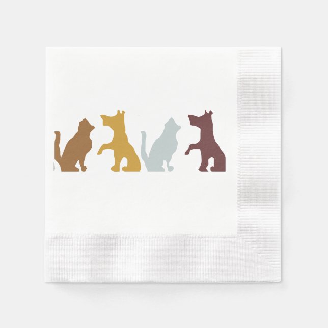 Cats and Dogs cartoon pattern Paper Napkins (Front)