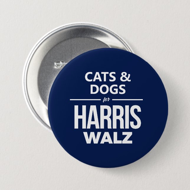 Cats and Dogs for Harris Walz Button (Front & Back)