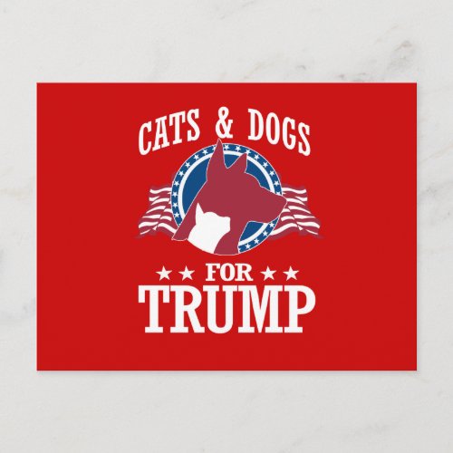 CATS AND DOGS FOR TRUMP POSTCARD