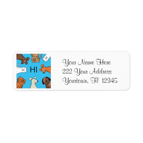Cats and Dogs funny address label