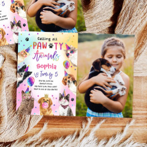 Cats and Dogs Kitten Puppy Party Pawty Birthday Invitation