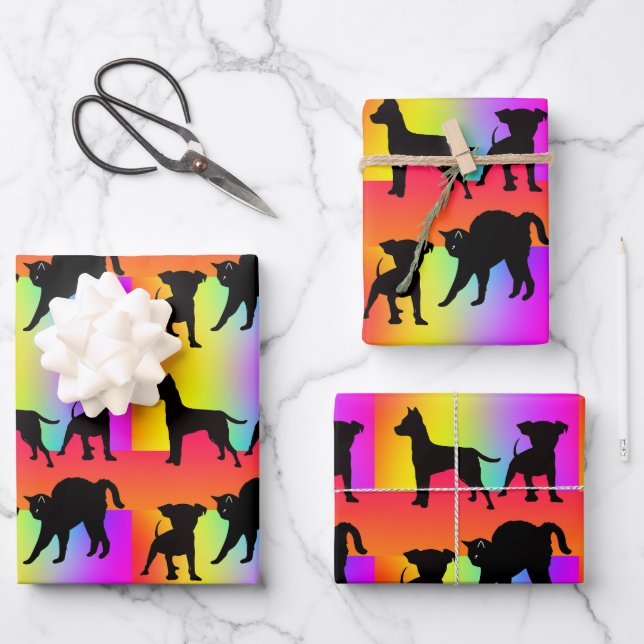 Cats And Dogs Pet Wrapping Paper Sheets (Front)