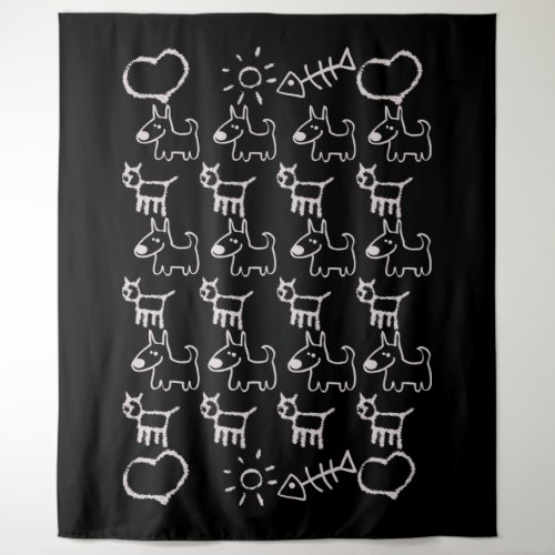 Cats And Dogs Tapestry