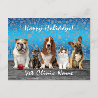 Cats and Dogs Veterinarian Christmas Postcard