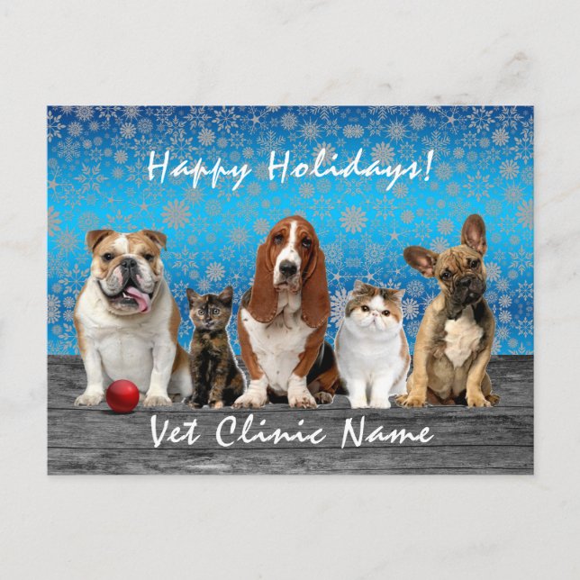  Cats and Dogs Veterinarian Christmas Postcard (Front)