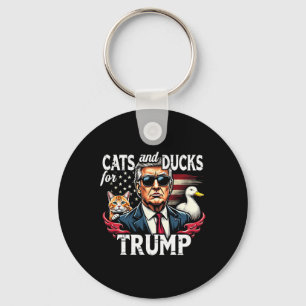 Cats And Ducks For Trump 2024 Funny Trump Vance 20 Keychain