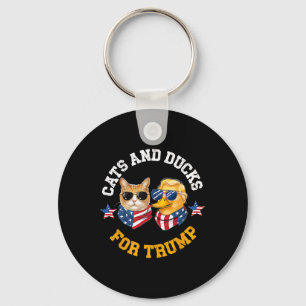 Cats And Ducks For Trump 2024 Keychain
