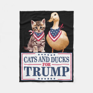 Cats And Ducks For Trump 2024 Kittens And Ducks Fo Fleece Blanket