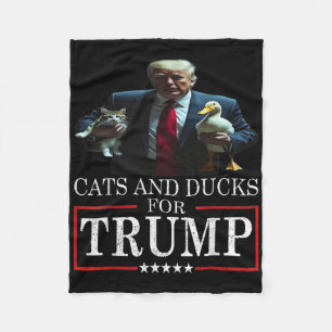 Cats And Ducks For Trump 2024 Kittens And Ducks Fo Fleece Blanket