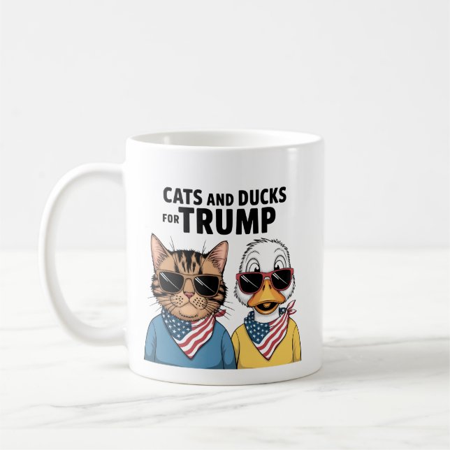 Cats And Ducks For Trump President, Trump Coffee Mug (Left)