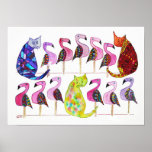 Cats And Flamingos Poster at Zazzle