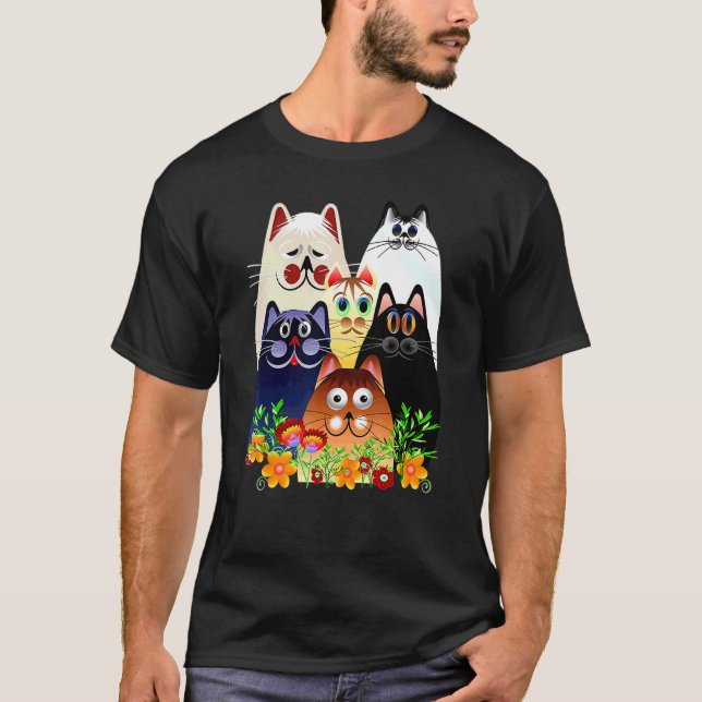 Cats and flower T-Shirt (Front)