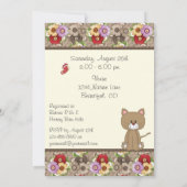 Cats and Flowers Baby Shower Invite for Girls (Back)