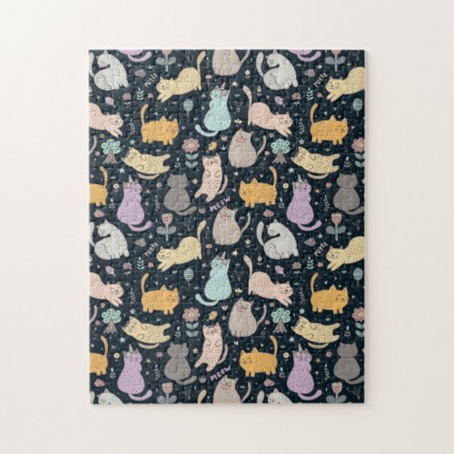 Cats and Flowers Design Jigsaw Puzzle