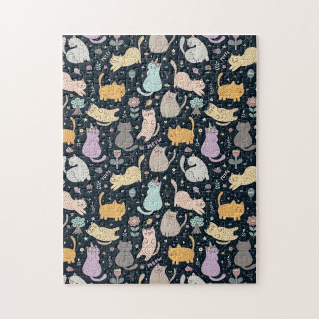 Cats and Flowers Design Jigsaw Puzzle
