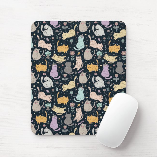 Cats and Flowers Design Mousepad
