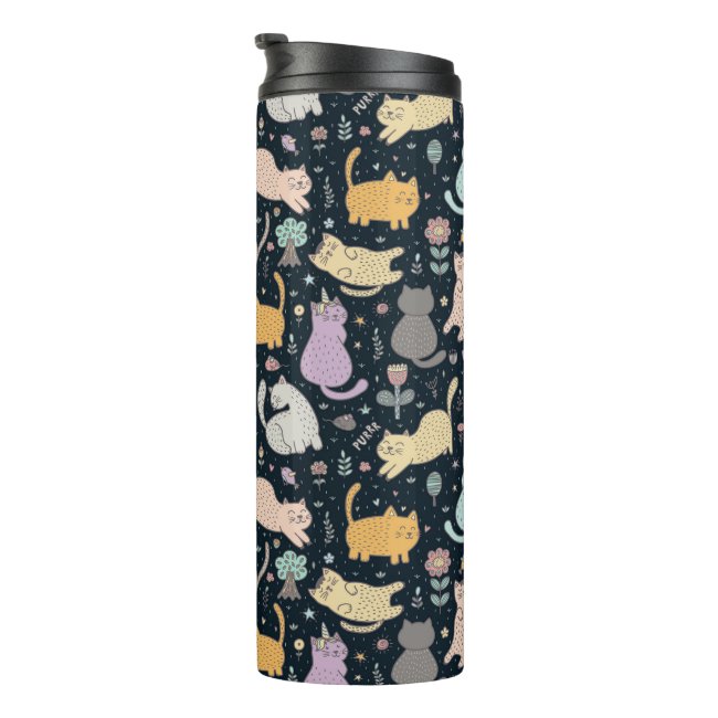 Cats and Flowers Design Thermal Tumbler