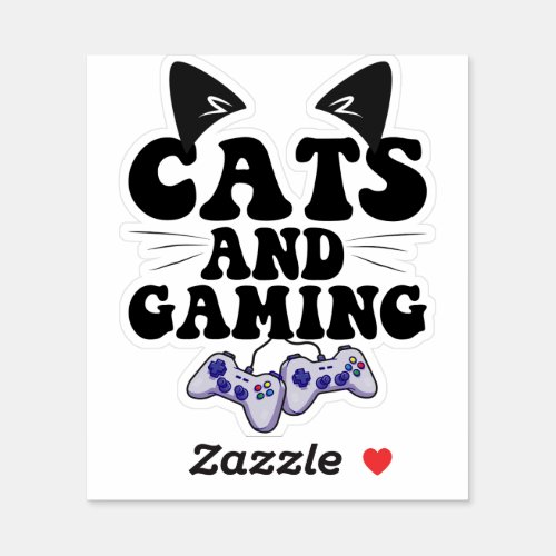 Cats And Gaming Funny Cat Pet Lover Gaming Gift  Sticker
