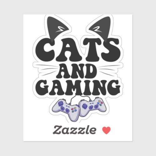 Cats And Gaming Funny Cat Pet Lover Gaming Gift  Sticker