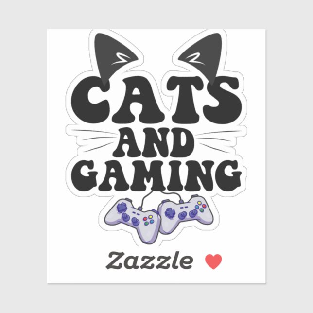 Cats And Gaming Funny Cat Pet Lover Gaming Gift  Sticker (Sheet)
