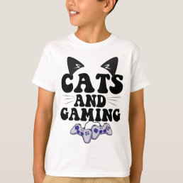Cats And Gaming Funny Cat Pet Lover Gaming Gift  T-Shirt