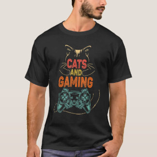 Cats And Gaming Funny For Gamer, Cat Lover, Cat Mo T-Shirt
