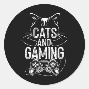 Cats And Gaming Funny For Gamer Cat Lover Cat Mom Classic Round Sticker