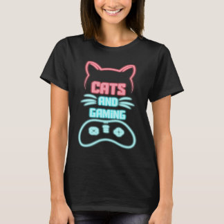 Cats And Gaming Loves Playing Video Games Cute Gam T-Shirt