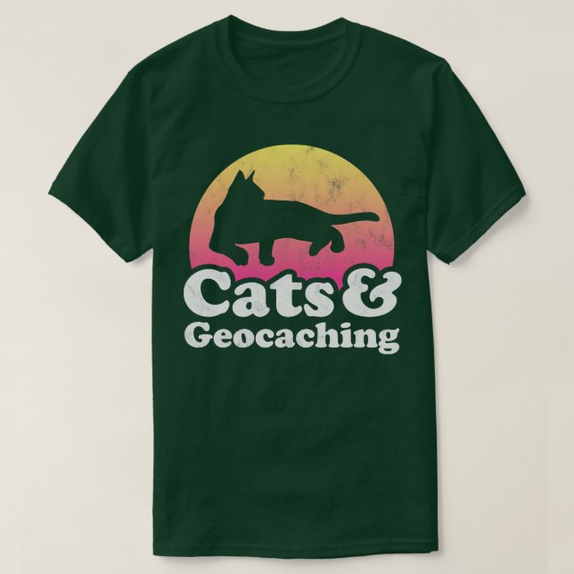 Cats and Geocaching Gift  T-Shirt (Design Front)