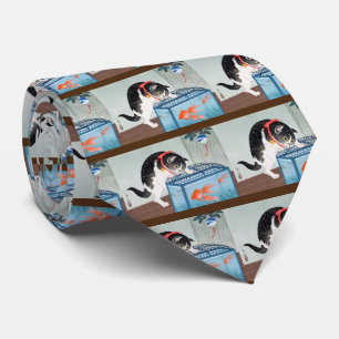 Cats and Goldfish, Koson Obara Koson Neck Tie