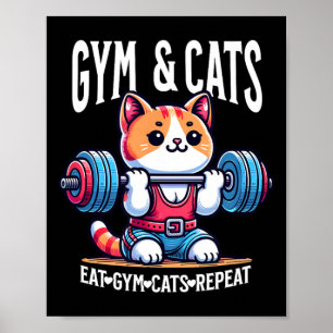 Cats And Gym Workout Funny Kitten Bodybuilding And Poster