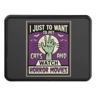 Cats And Horror Movies Halloween Design Hitch Cover