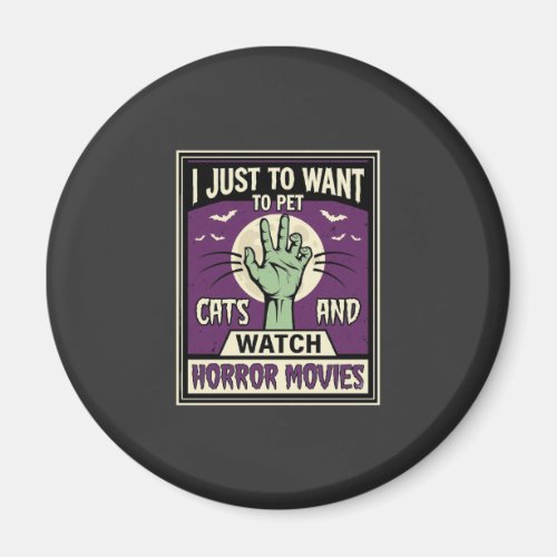Cats And Horror Movies Halloween Design Magnet