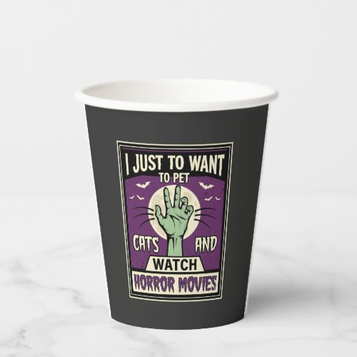 Cats And Horror Movies Halloween Design Paper Cups