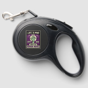 Cats And Horror Movies Halloween Design Retractable Pet Leash