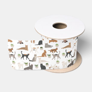 Cats and House Plants Satin Ribbon