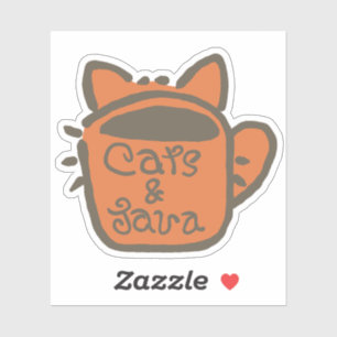 Cats and Java Brown Outline Sticker