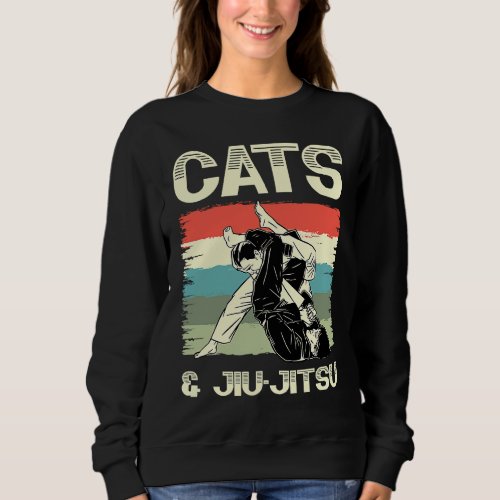 Cats And Jiu jitsu Retro Vintage BJJ Sweatshirt