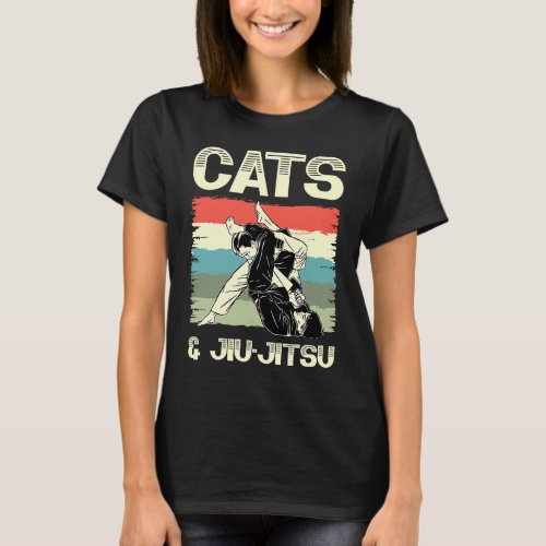 Cats And Jiu jitsu Retro Vintage BJJ T_Shirt