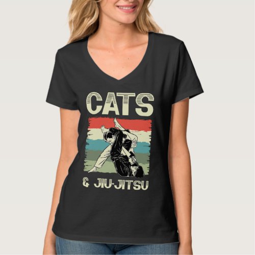Cats And Jiu jitsu Retro Vintage BJJ T_Shirt