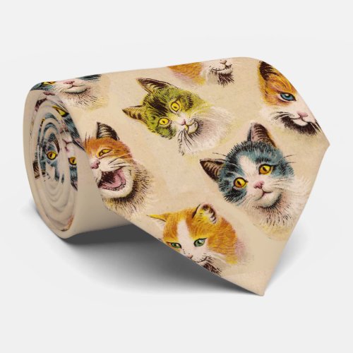 CATS AND KITTENS Funny Vintage Cat Portraits Neck Tie