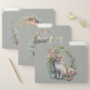 Cats and Kittens with Flowers File Folder