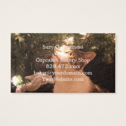 Cats and lights - Christmas cat -christmas tree Business Card