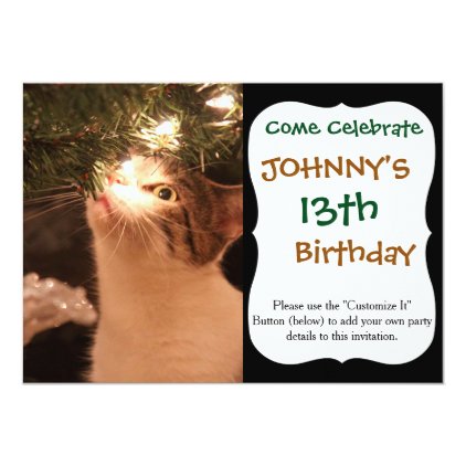 Cats and lights - Christmas cat -christmas tree Card