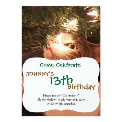 Cats and lights - Christmas cat -christmas tree Card