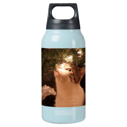 Cats and lights - Christmas cat -christmas tree Insulated Water Bottle