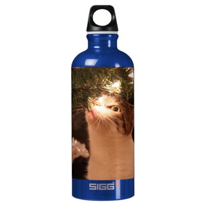 Cats and lights - Christmas cat -christmas tree Water Bottle