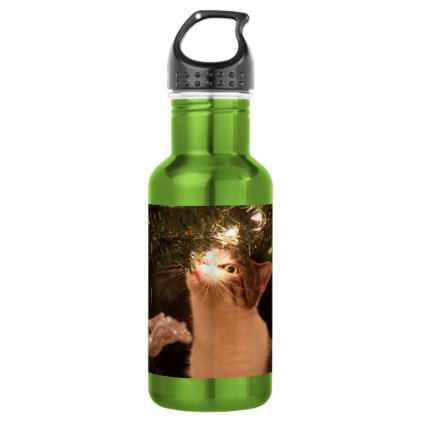 Cats and lights - Christmas cat -christmas tree Water Bottle