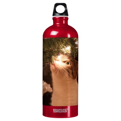 Cats and lights - Christmas cat -christmas tree Water Bottle