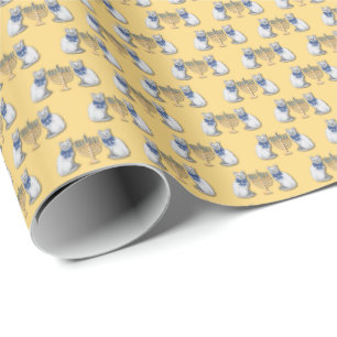 Cats and Menorahs Wrapping Paper